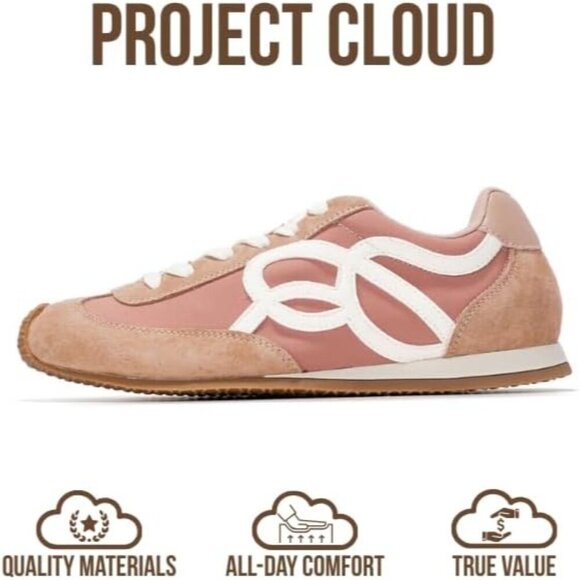 Women's Light Nude Memory Foam Shoes Lightweight Nonslip Walking Sneakers - Picture 3 of 5